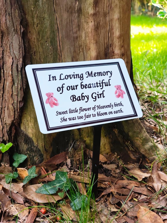 Personalised Baby Child Memorial Plaque Baby Grave Ornament Grave Plaque