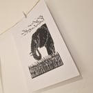 Ellie the Elephant Lino Print