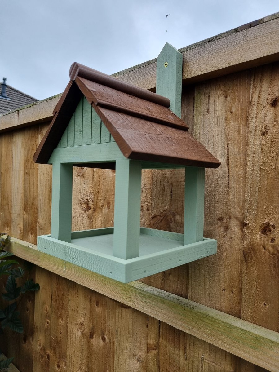 Wooden hanging bird table 