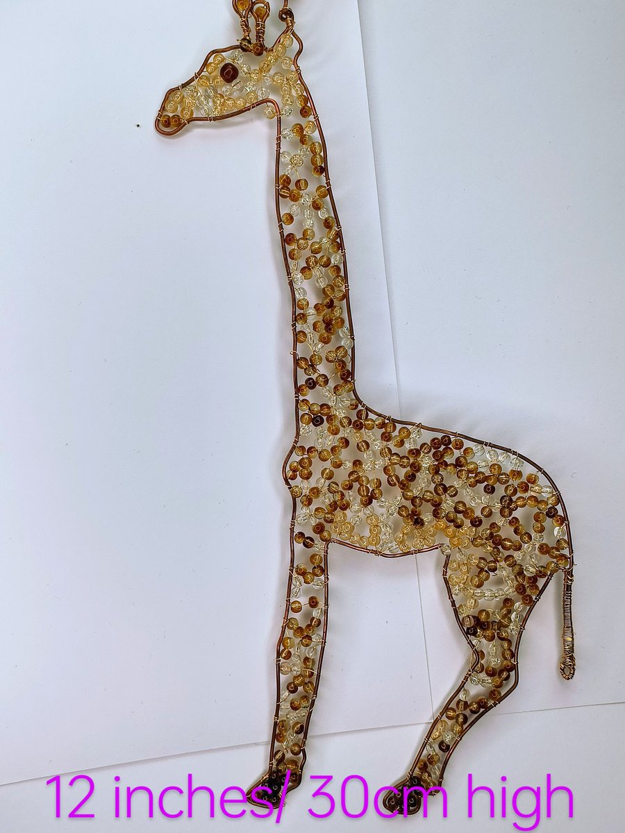 Recycled Copper wire Giraffe Beaded hanging decoration