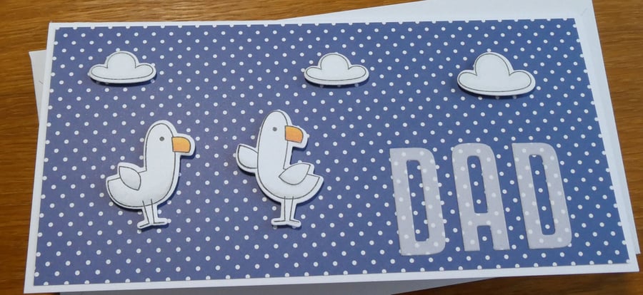 Beautiful Bundle Gulls Polka Dot Dad Card - Free Gift Tag Birthday Father's Day 