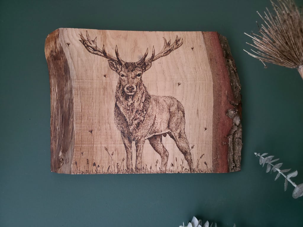 Stag oak board wall hanging