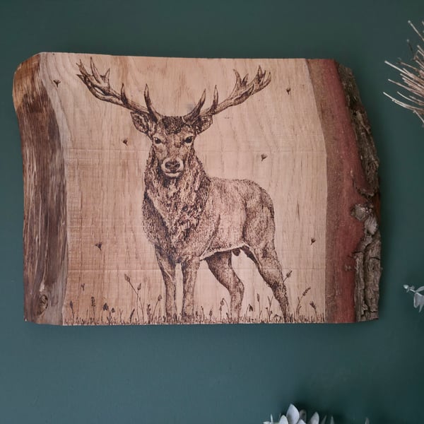 Stag oak board wall hanging