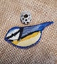 Blue tit textile brooch - Image 2