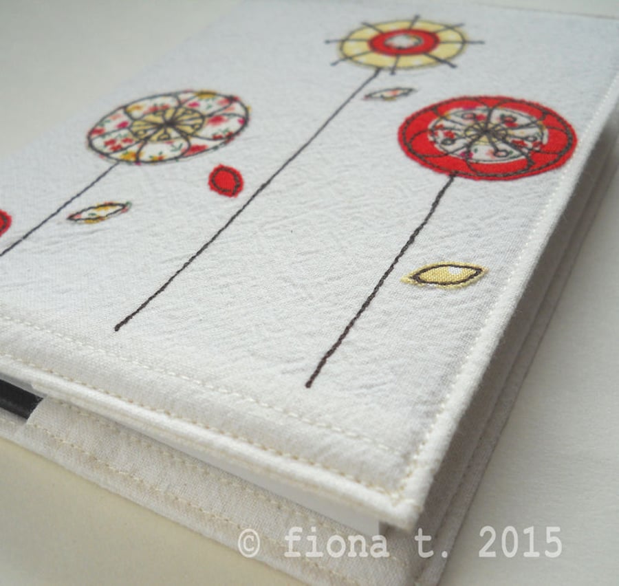freehand embroidered flowers notebook 