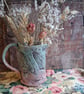 Mackerel jug in blue and rose large ceramic jug