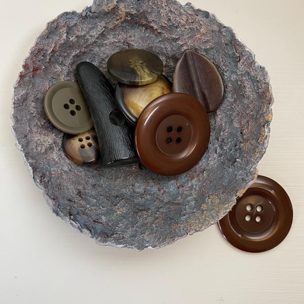 Faux Stone Pin Dish (no4): Recycled Paper Mache Ring Bowl