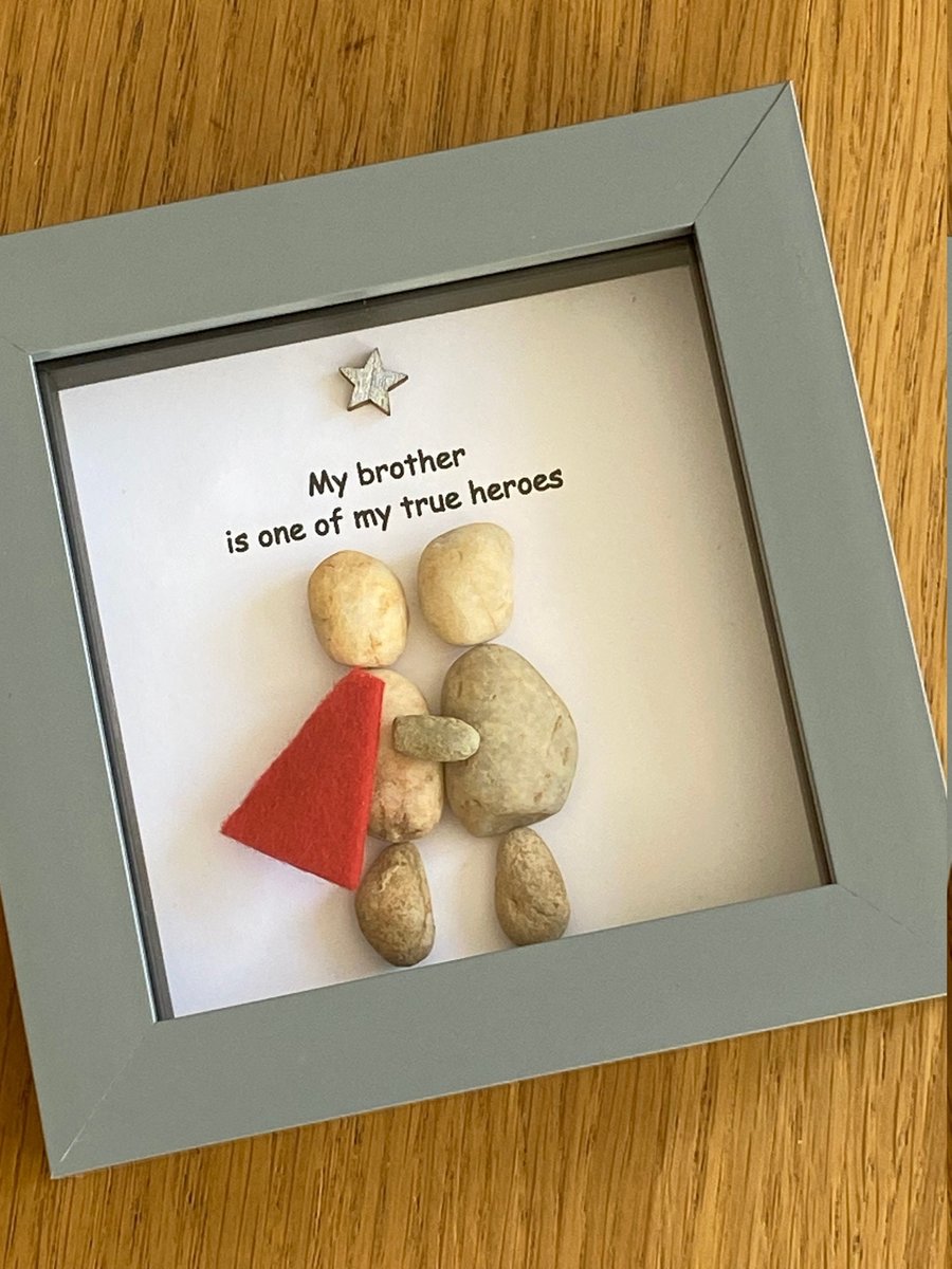 Brother Pebble Artwork Frame, Handmade Gift for Brother, Special Gift for a Brot