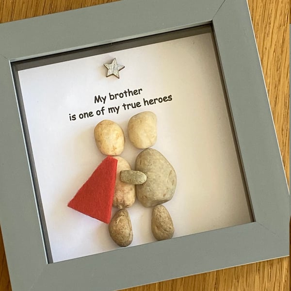 Brother Pebble Artwork Frame, Handmade Gift for Brother, Special Gift for a Brot