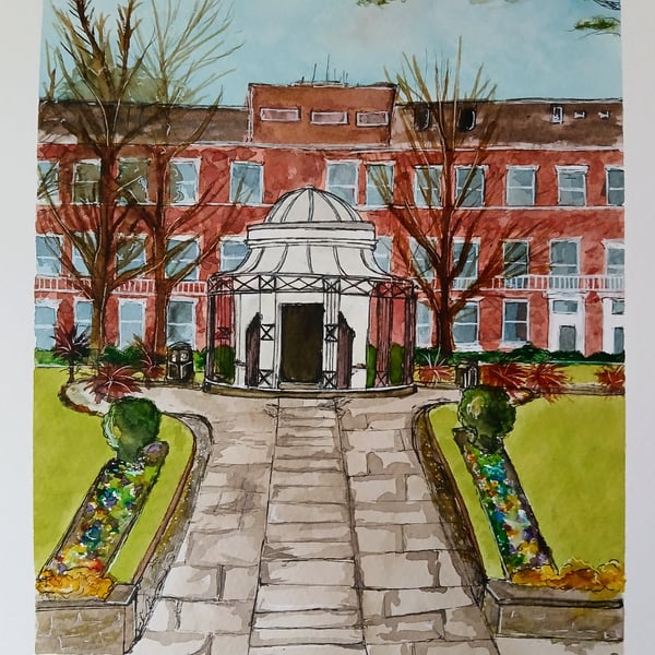 Abercromby Square Liverpool A4 original watercolour painting