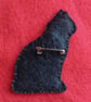 Handmade Lucky Black Cat Felt Brooch with Obsidian  - Image 5