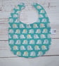 Unisex newborn baby bib with elephants on green