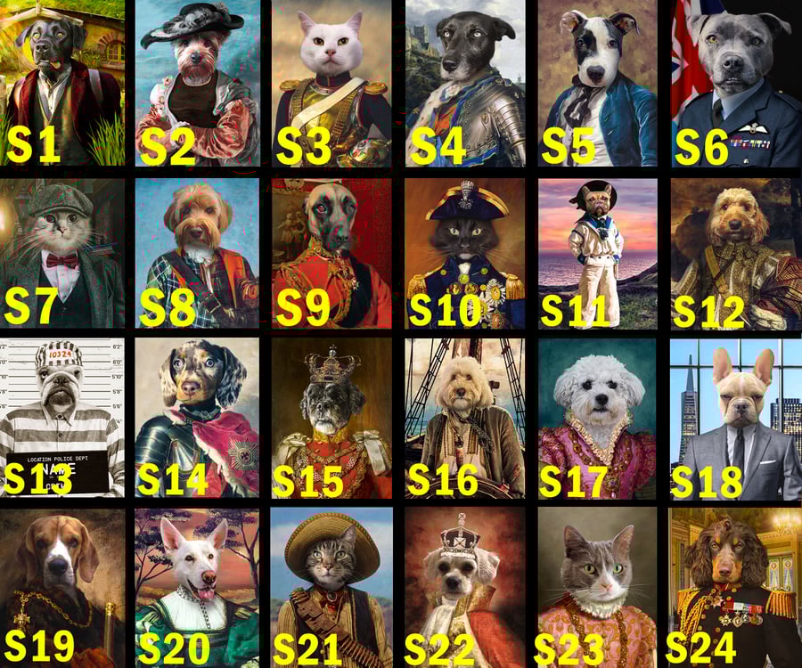 Custom Royal Pet Portrait From Real Photo Unique Superhero Pet Portrait History