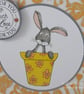 Handmade Just for You card - plant pot rabbit - Image 2