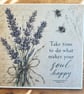 Vintage Lavender Botanical Greeting Card. Handmade Parchment Paper Card. - Image 3