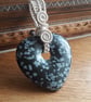 Snowflake Obsidian Heart Reversible Wirewrapped Pendant - Image 1
