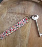 Floral Fabric Wristlet Keyring, Ditsy Cotton Wristlet, Red & Pink on Cream