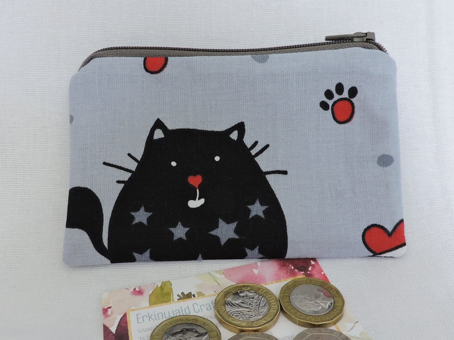 Coin Purse Caricature Cats Grey Red Black and W... - Folksy
