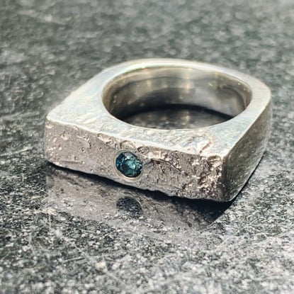 Recycled HANDMADE sterling silver topaz ring