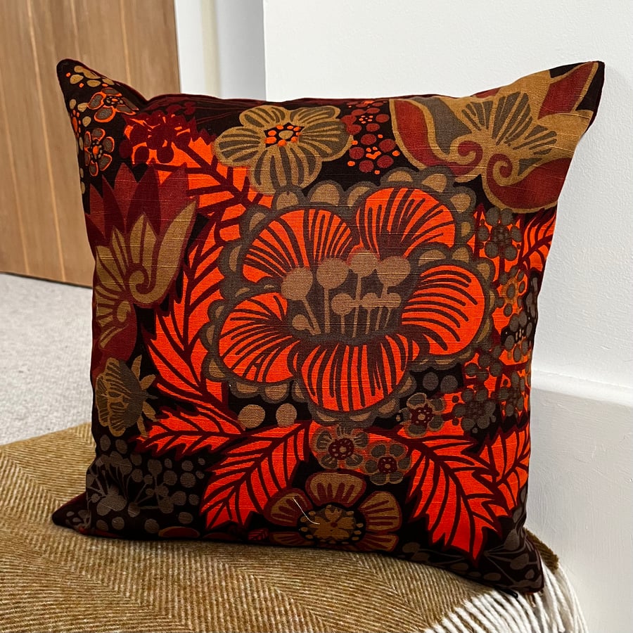 Vintage 70s Boras Pompeja cushion retro fabric velvet back