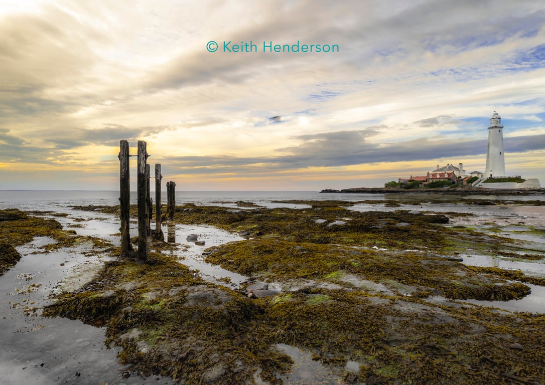 Low Tide at St Mary's, Whitley Bay print
