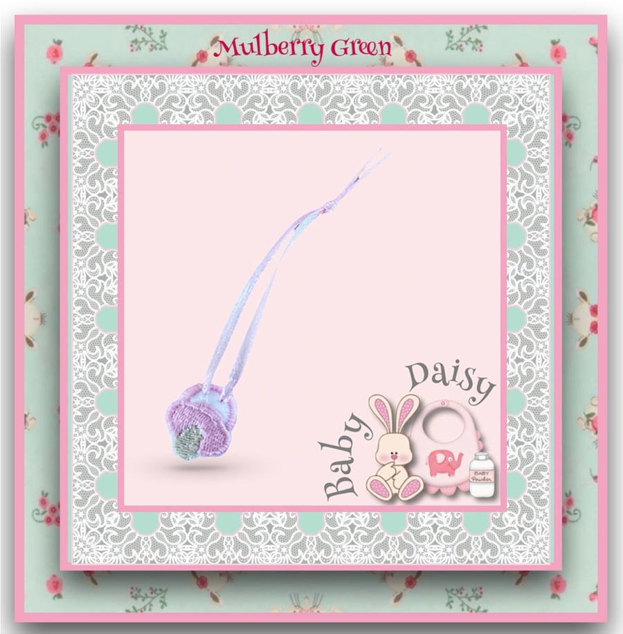 Reserved for Connor - Embroidered Pink Dummy for Baby Daisy 