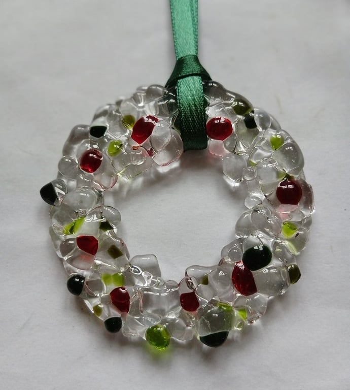 Fused glass Christmas wreathes