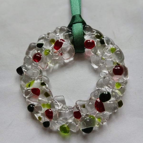 Fused glass Christmas wreathes