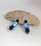 Lampwork turquoise dichroic & black glass drop earrings - Image 1