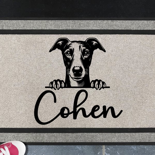 Whippet Dog Door Mat No.2 - Personalised Whippet All Weather Doormat - 45x70cm 