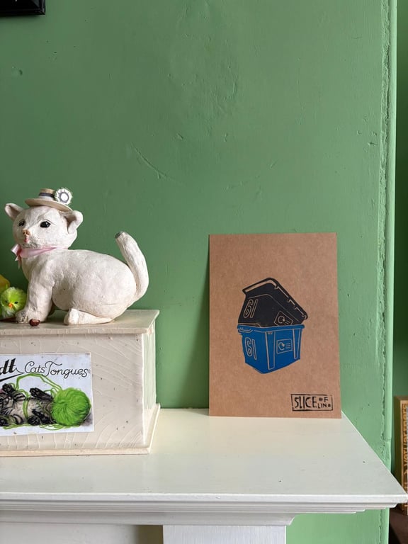 Recycling Bin Lino Print