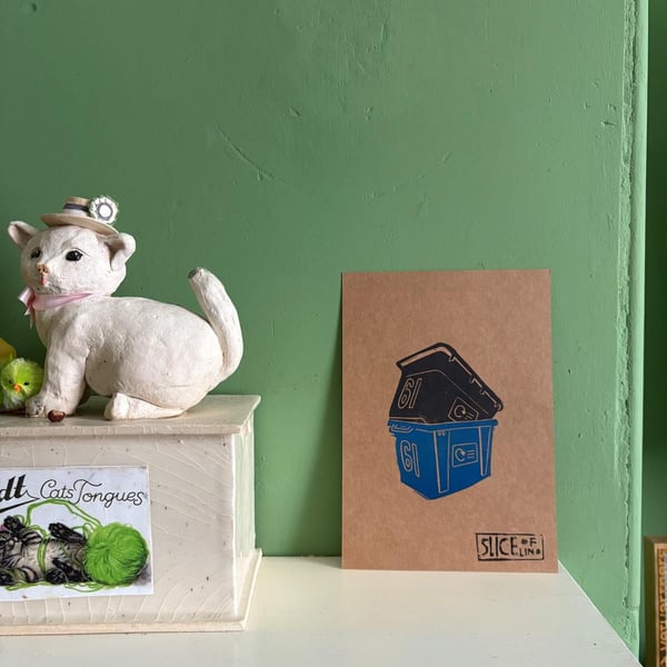 Recycling Bin Lino Print