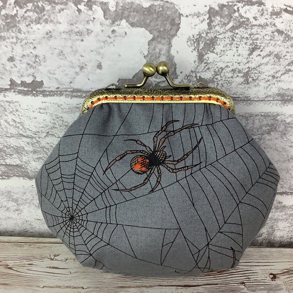 Gothic Spiders Web frame coin purse, with kiss clasp