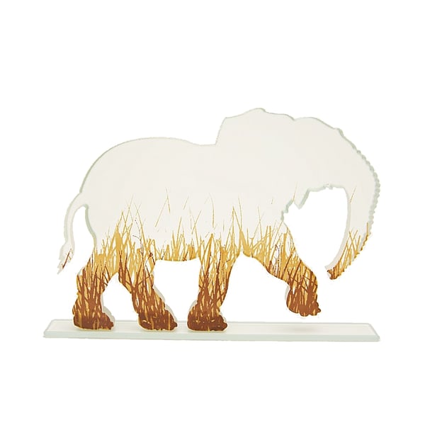 Savannah Grasses Glass Elephant Sculpture
