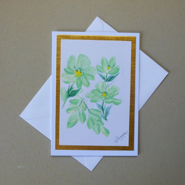 hand painted floral greetings card ( ref FA 217 A5 )