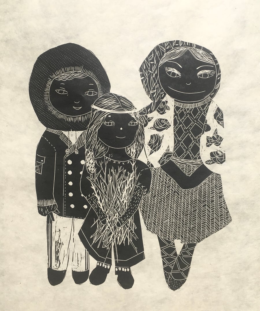 Woodlanders - Lino Cut