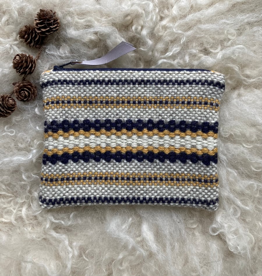 Handwoven Wool Mini Pouch - Honey
