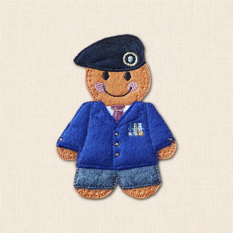 Army Veteran Gingerbread Decoration - Embroidered Military Character