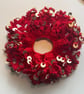 Red scrunchie with golden sequins