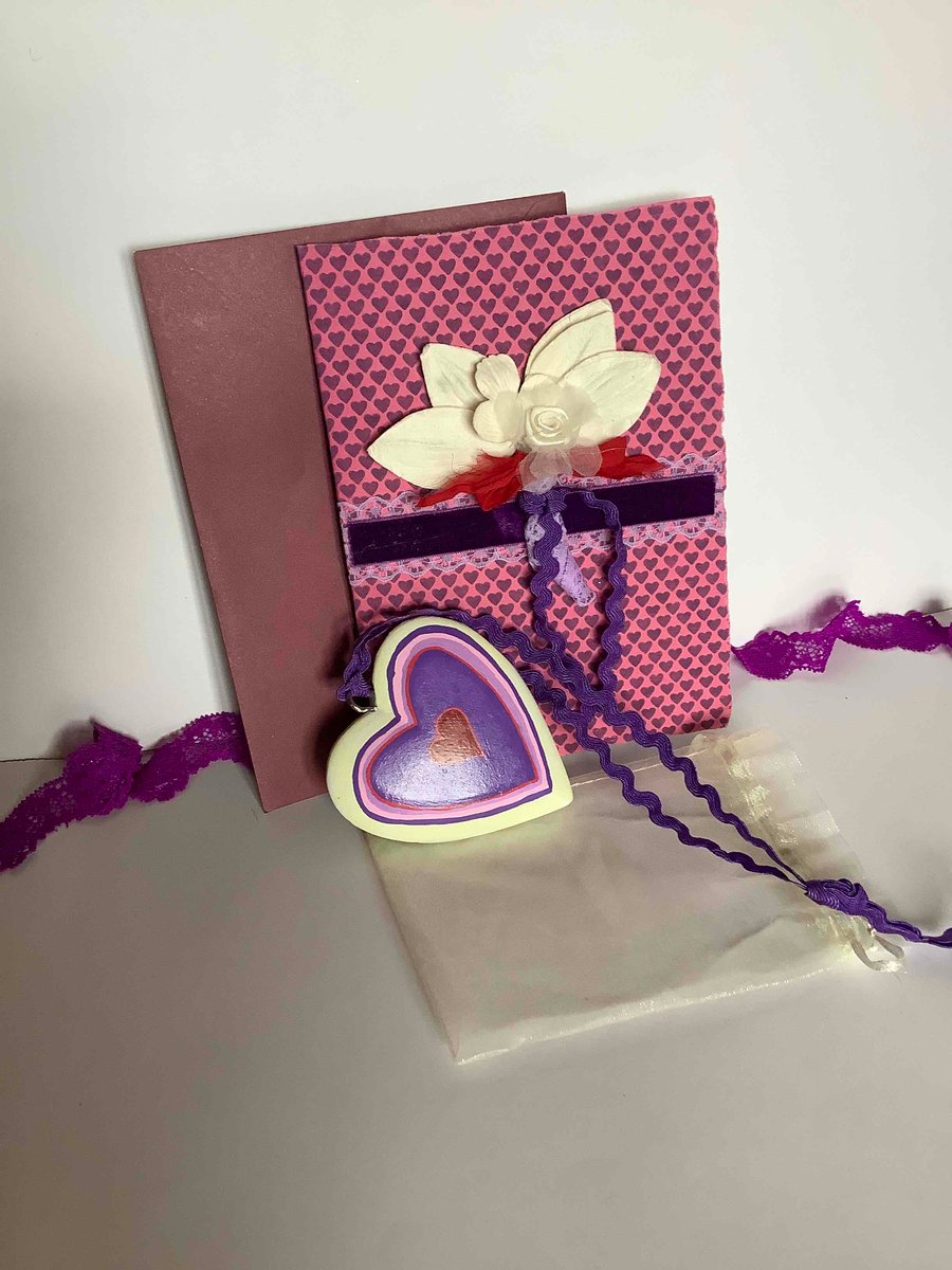 Unique card with hand painted heart