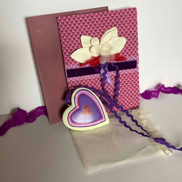 Unique card with hand painted heart
