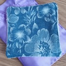 Eco Friendly Face, Make Up Wipes Reusable. Floral Chambray Denim. Free Delivery