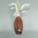 Wood Dried Flower Vase with Cutout Upcycled Reclaimed Wood Vase Dark Oak Finish
