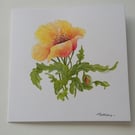 HAND PAINTED WATER COLOUR CARD  OF  SPRING FLOWERS