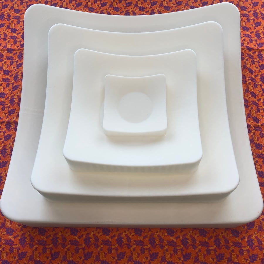 Set of 4 SQUARE Drape Slump Moulds for Pottery Forming and Air Drying Clay