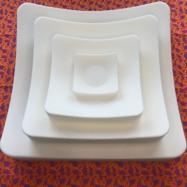 Set of 4 SQUARE Drape Slump Moulds for Pottery Forming and Air Drying Clay