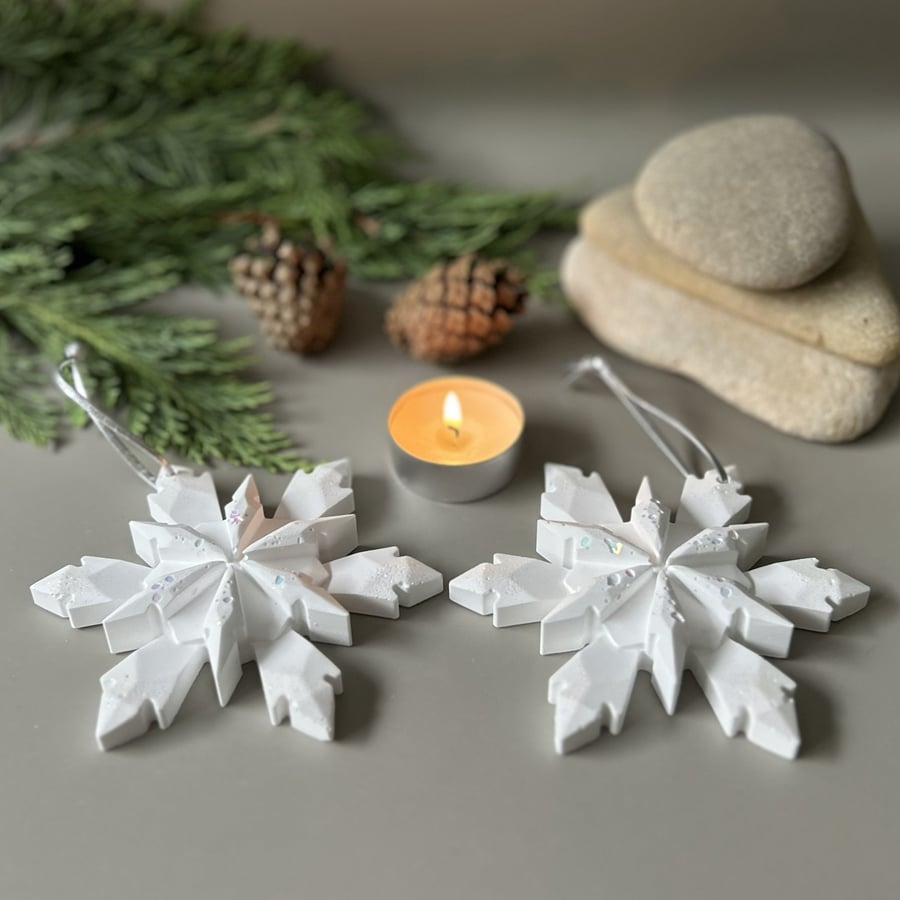 Sculptural White Snowflake Decoration