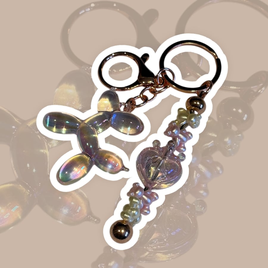 A Cute Rose Gold Balloon Dog Keyring