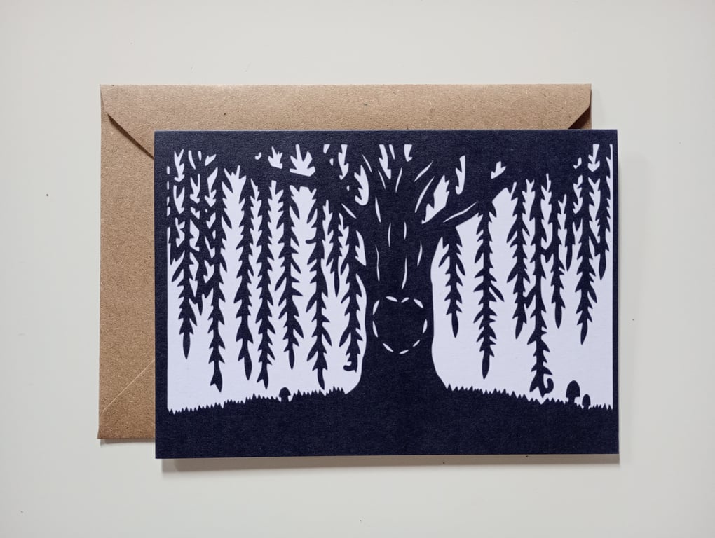 Willow Tree with Carved Heart - Anniversary Greeting Card - Eco-friendly 