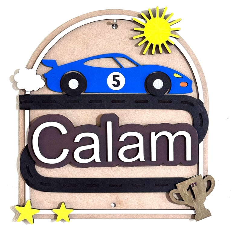 Rev Up Bedtime with a Personalised Racing Car Name Sign!